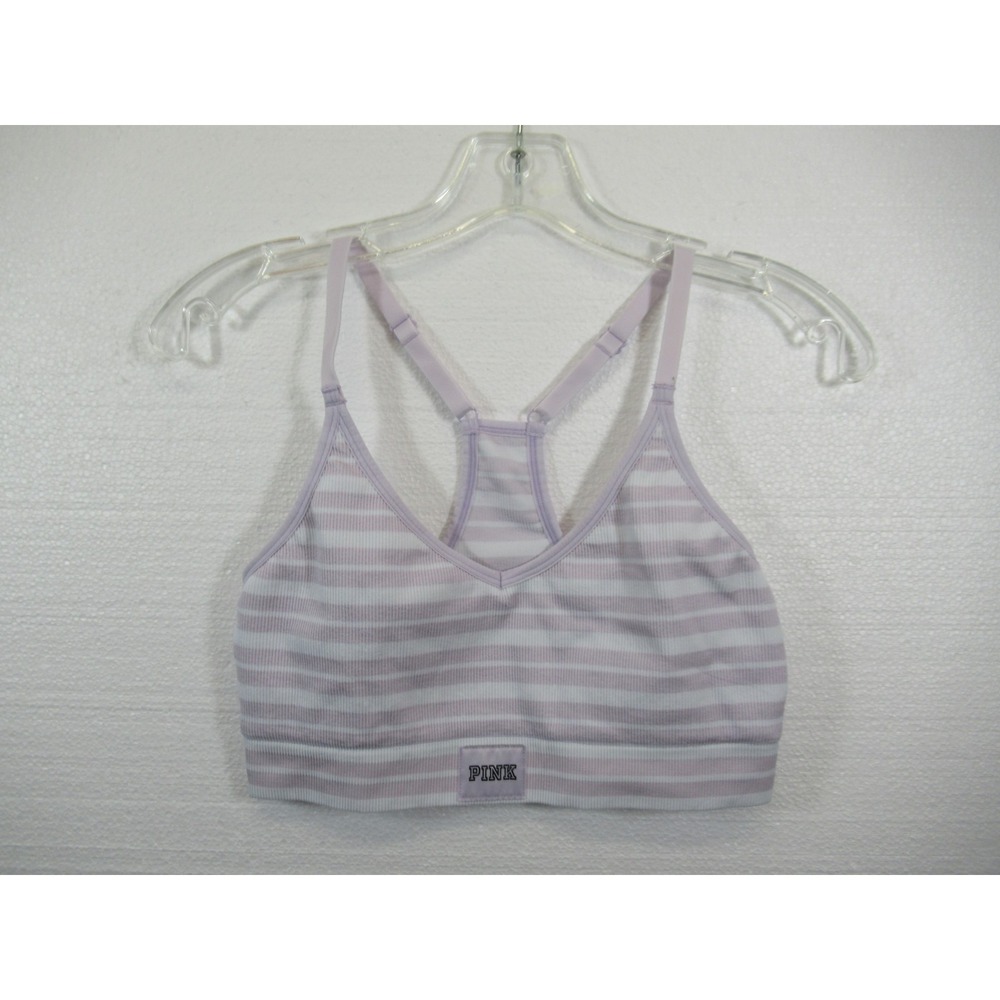 Victoria's Secret PINK Active Ribbed Seamless Sports Bra Large Purple Wireless